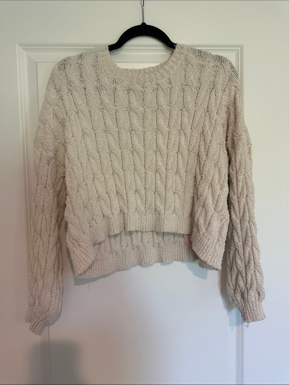 Altar'd State Cream Cable Knit Crewneck Sweater